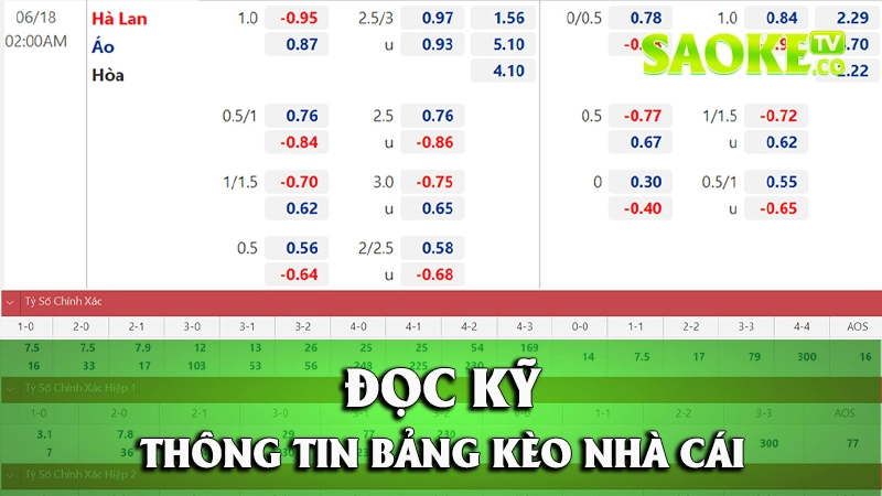 Đọc kỹ thông tin bảng kèo nhà cái